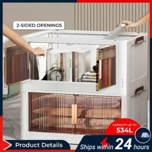 【HARGA LELONG】DJHOME 80cm (5 Layers) 2 Doors Multipurpose Foldable Stackable Storage Cabinet Box With Rollers Rak Kabinet dengan Roda