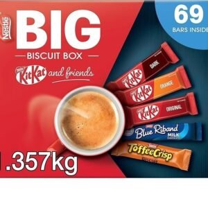 【New User Only】Nestlé Kitkat and Friends Big Biscuit Box 69 x Chocolate Biscuit Bars – KitKat, Blue Riband, Toffee Crisp Bulk Chocolate Box 1.357kg X2 boxes