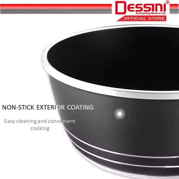 DESSINI ITALY Granite Aluminium Non Stick Casserole Pot Bowl Deep Fry Pan Cookware Tool (12 Pcs)