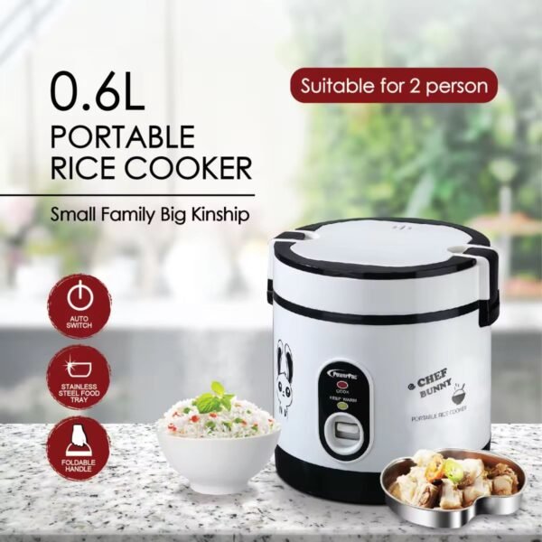 PowerPac Mini Rice Cooker, Electirc Lunch Box 0.6L/1.2L (PPRC09/PPRC113)