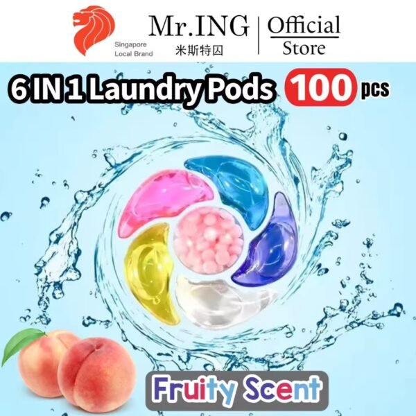 MR.ING 6 in 1 Laundry Pods Detergent Capsule Anti-bacterial [100 pods]