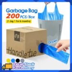 IN [READY STOCK] 200pcs 45*59cm Rubbish Bag Handle Breakpoint Thickened Disposable Garbage Bag Plastic Trash Bags Lack Tear Durable Value Dustbin