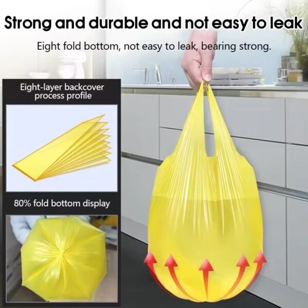 IN [READY STOCK] 200pcs 45*59cm Rubbish Bag Handle Breakpoint Thickened Disposable Garbage Bag Plastic Trash Bags Lack Tear Durable Value Dustbin